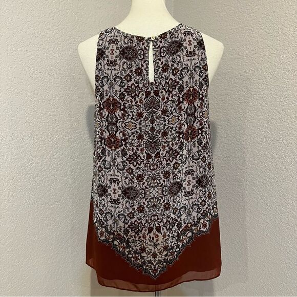 Max Studio Bohemian Floral Tank Size S Rust, Cream & Black - Picture 7 of 10